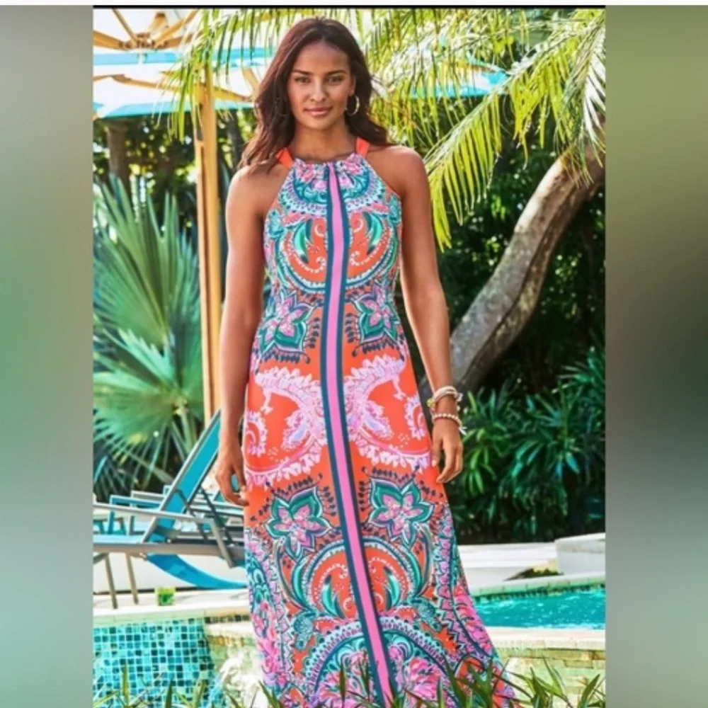 NWOT Lilly Pulitzer Hollyn maxi dress in Tangerine Dream M 8 - Picture 1 of 7